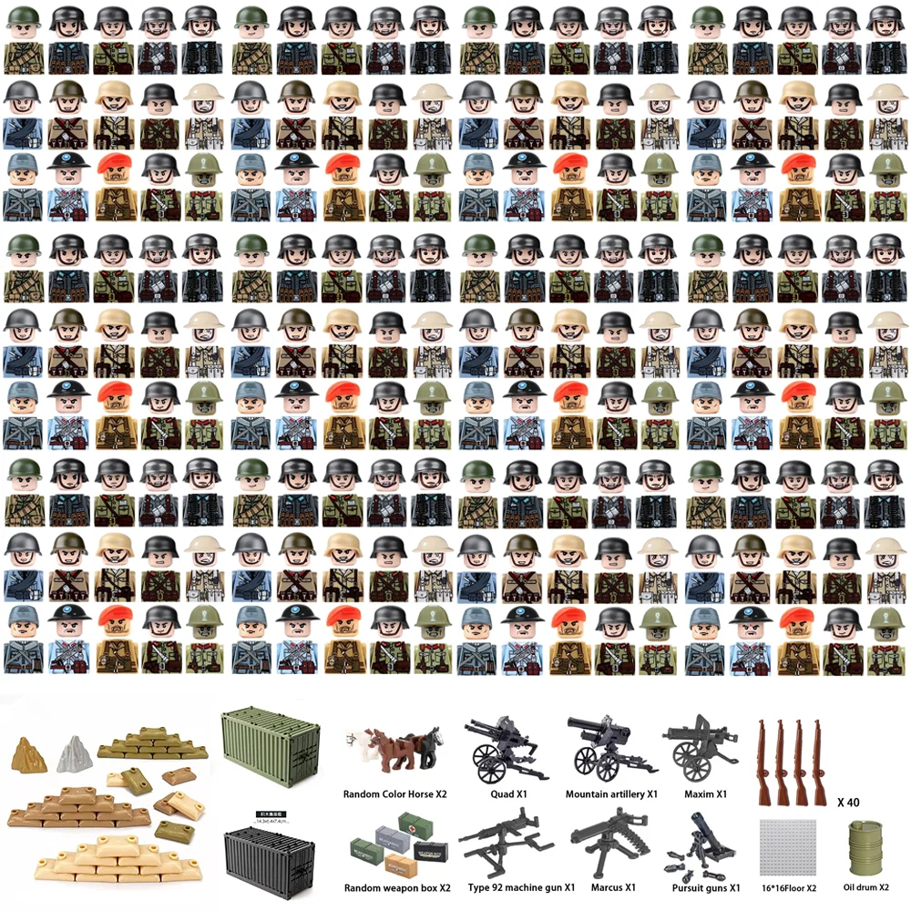 Lego Set Technic - USA UK WWII Militär-Bausteine Soldaten Infanterie