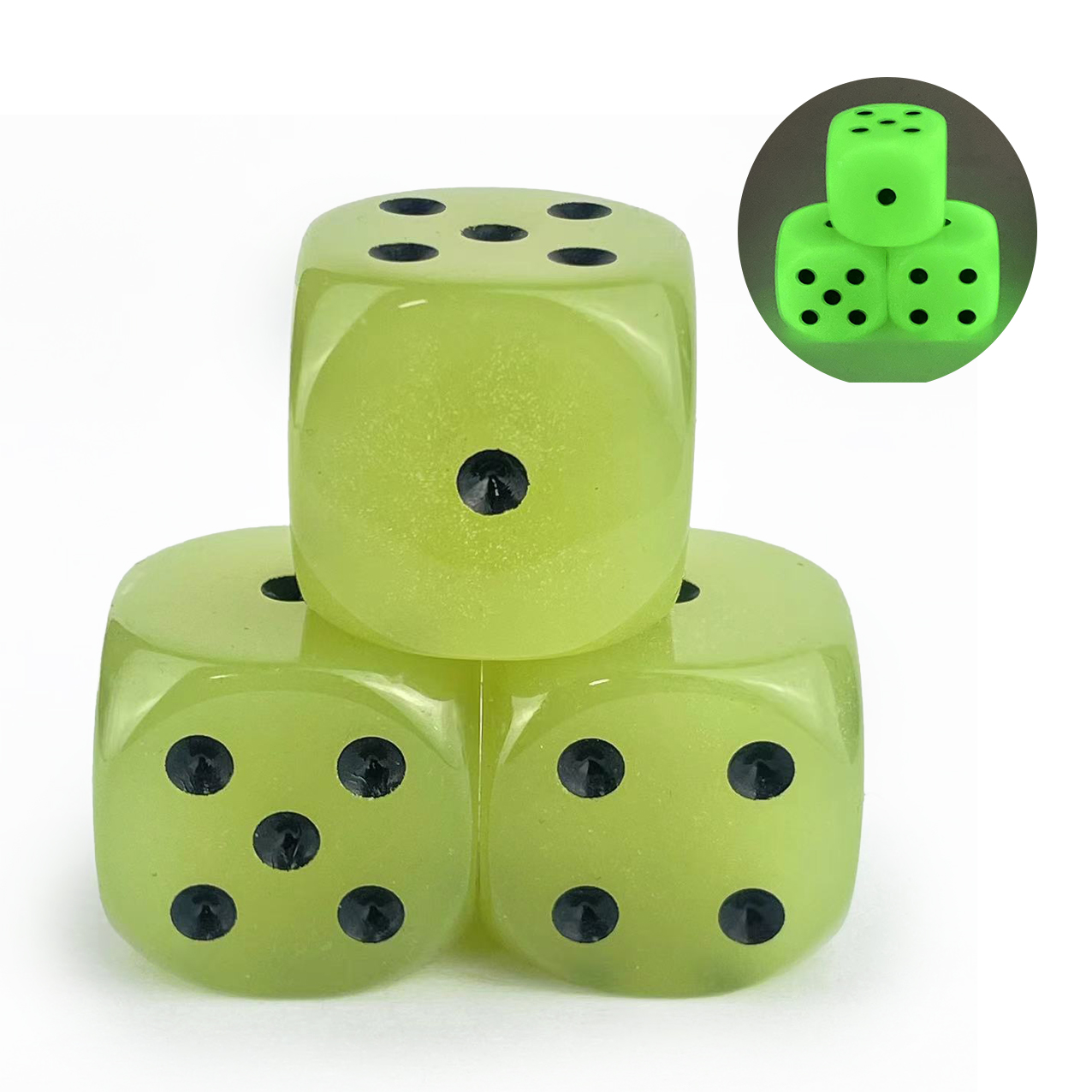 Board Game Yahtzee - 3er-Pack 30 mm D6 Glow in