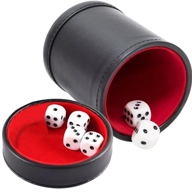 Board Game Yahtzee - Leder-Würfelbecher mit Deckel, grün-rot gefüttert, geräuscharm
